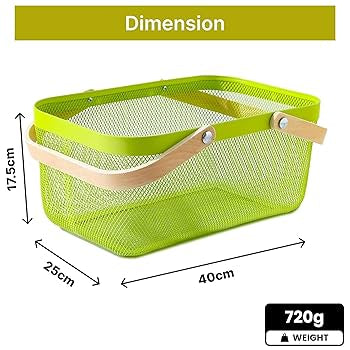Coș de Depozitare din Plastic cu Mânere din Bambus – 40X18 cm