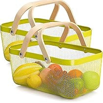 Coș de Depozitare din Plastic cu Mânere din Bambus – 40X18 cm
