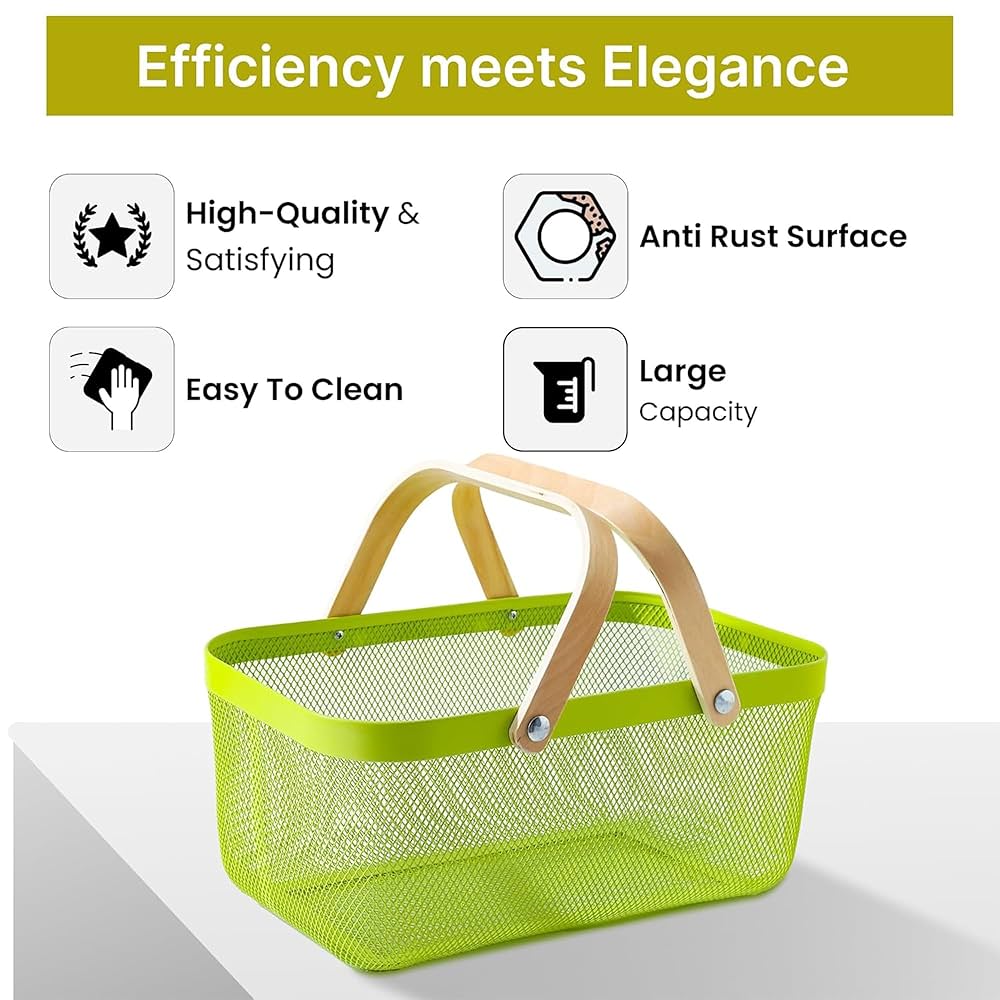 Coș de Depozitare din Plastic cu Mânere din Bambus – 40X18 cm