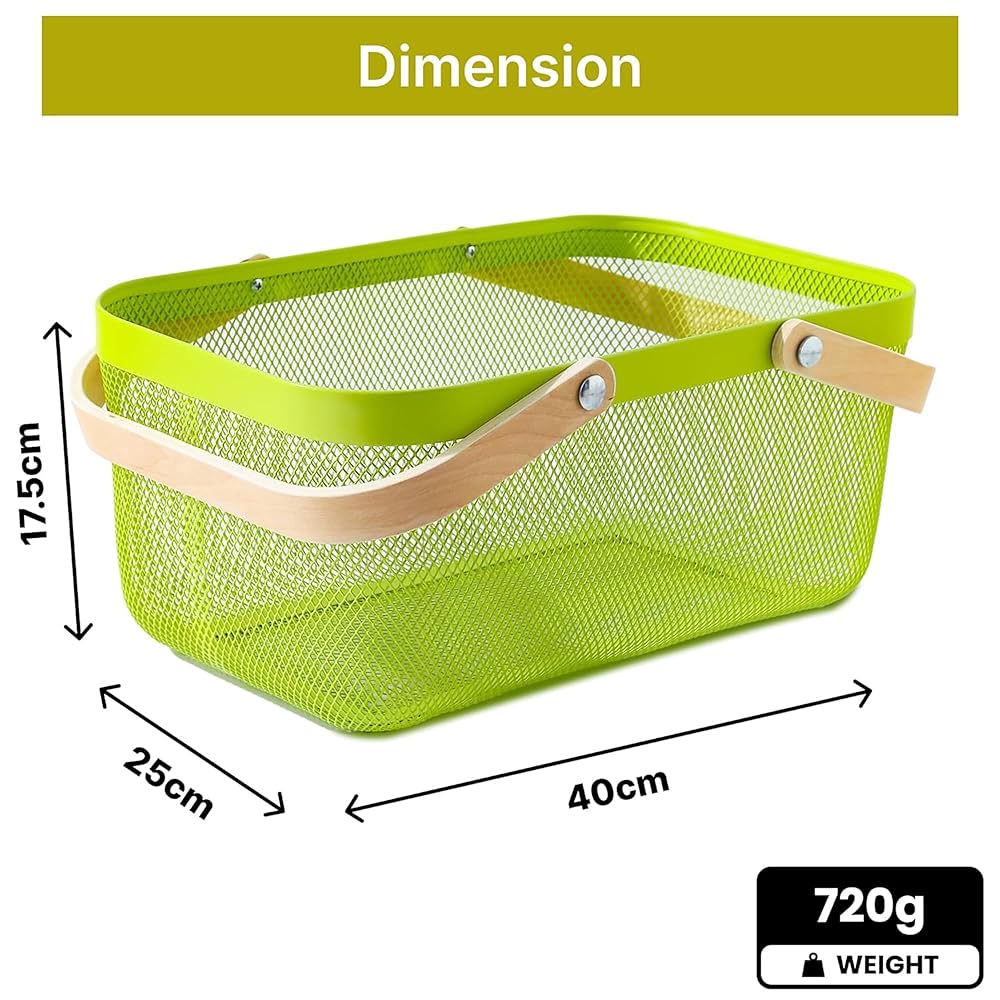 Coș de Depozitare din Plastic cu Mânere din Bambus – 40X18 cm