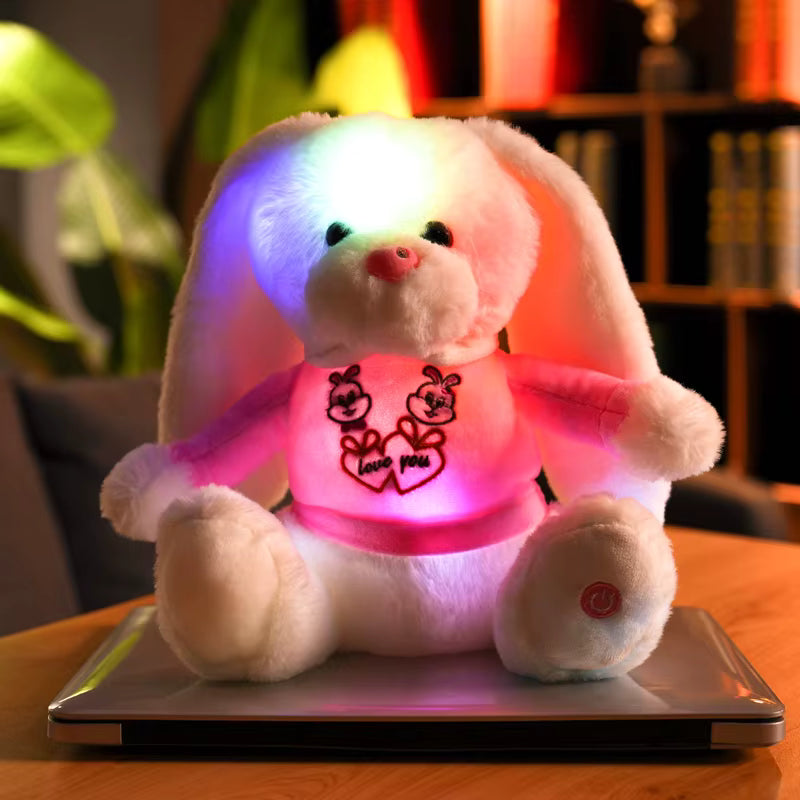 Jucărie de Pluș – Iepuraș cu Luminițe Multicolore, 28 cm