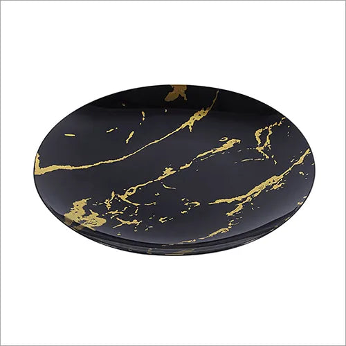 Set 25 de farfurii Negre cu aspect de marmura din plastic, reutilizabile - elegante 26cm