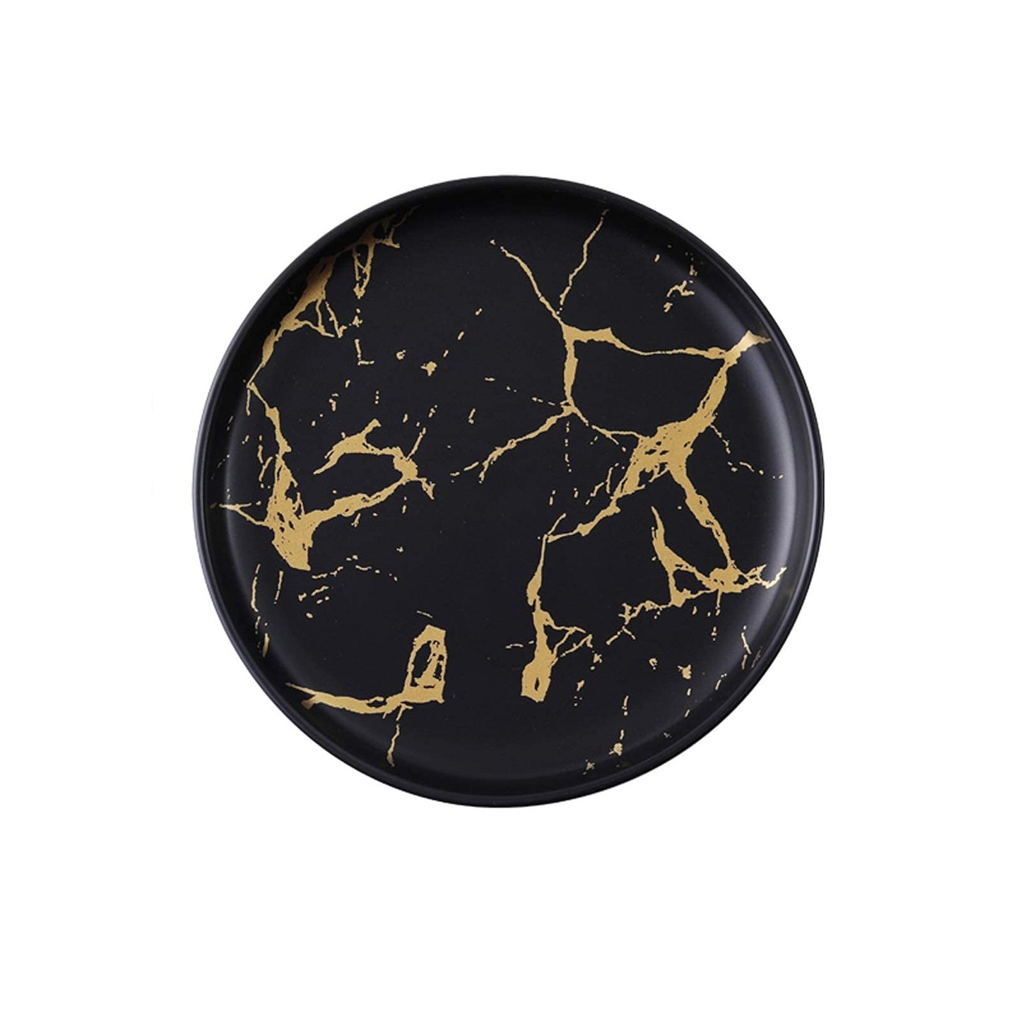 Set 25 de farfurii Negre cu aspect de marmura din plastic, reutilizabile - elegante 26cm