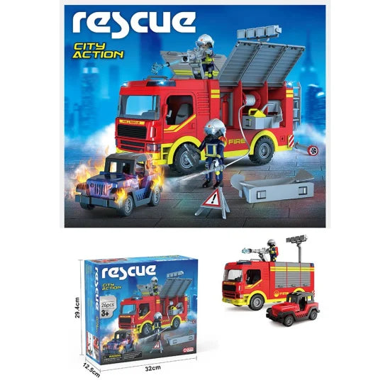 Set Jucărie Educativă pentru Copii Camion Electric de Salvare a Incendiilor cu Lumină și Sunet