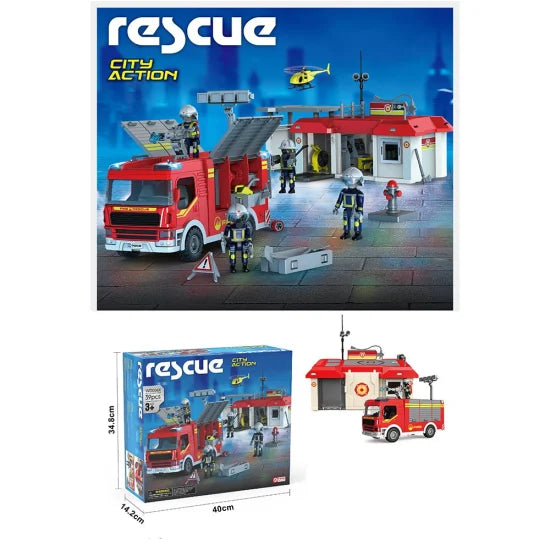 Set Jucărie Educativă pentru Copii Camion Electric de Salvare a Incendiilor cu Lumină și Sunet