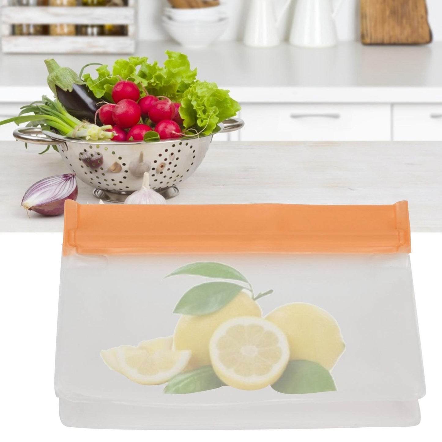 Set 6 pungi alimentare reutilizabile silicon cu zip 21.5x18