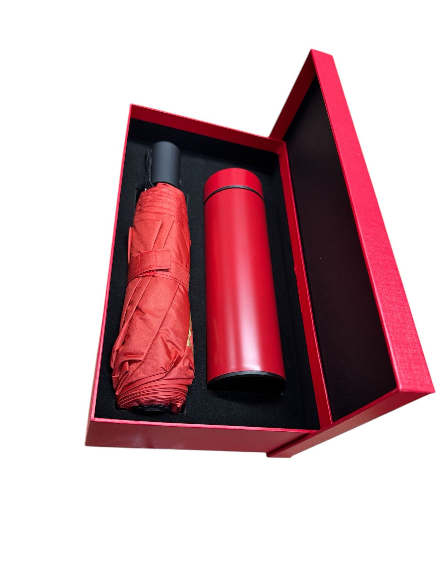 Kit termos cu display si umbrela - Rosu