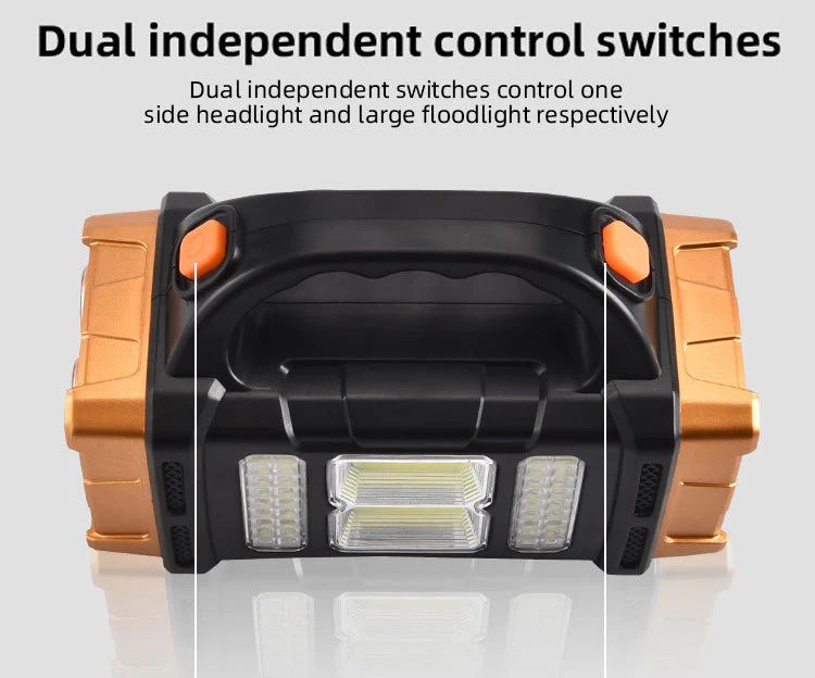 Lanterna de mana Led cu incarcare solara si Usb - Duala cu lumina Galbena si Lumina Alba cu 4 tipuri de iluminare