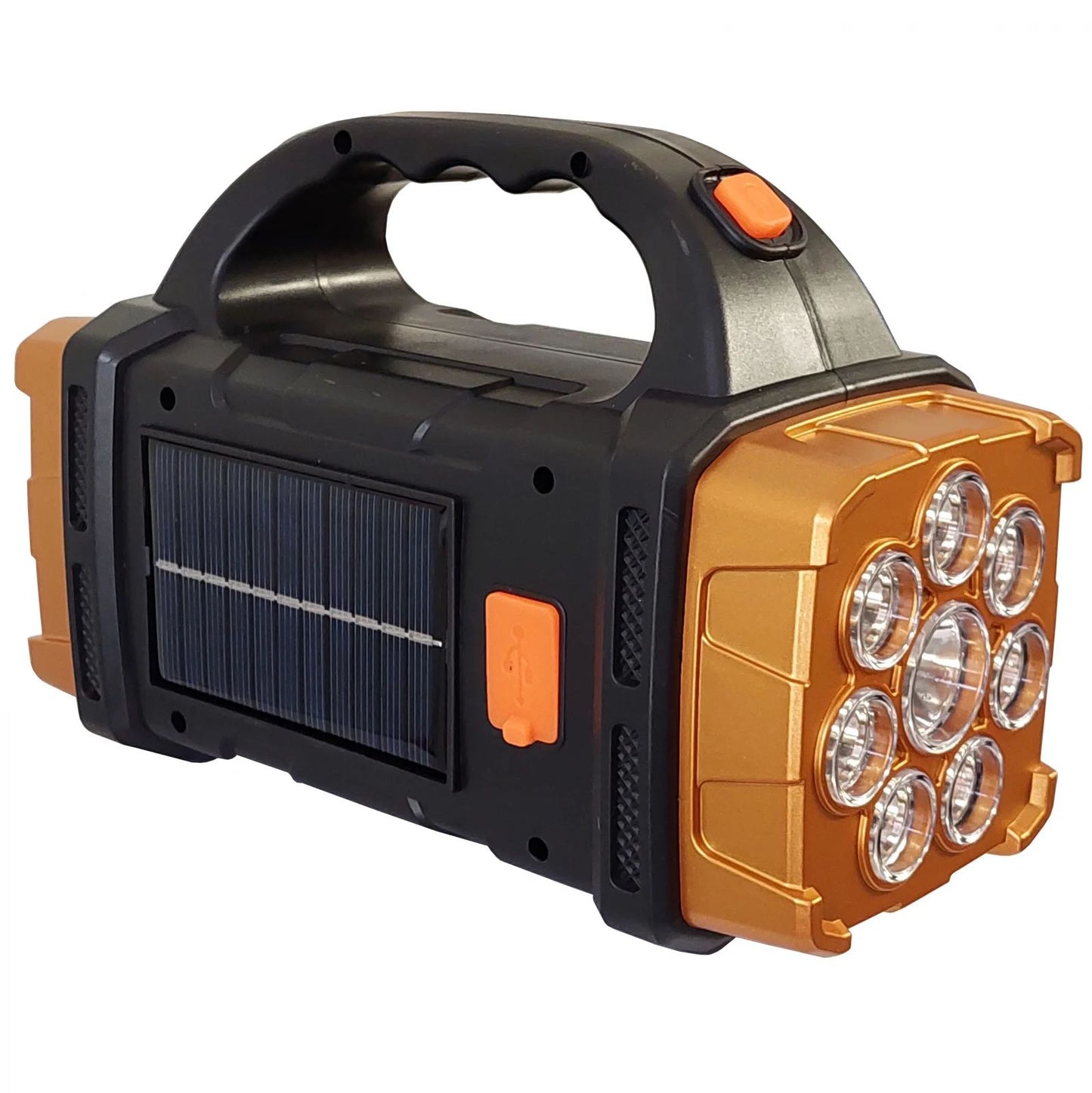 Lanterna de mana Led cu incarcare solara si Usb - Duala cu lumina Galbena si Lumina Alba cu 4 tipuri de iluminare