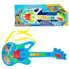 Chitara pentru copii cu sunete si luminite, 37 cm Albastra