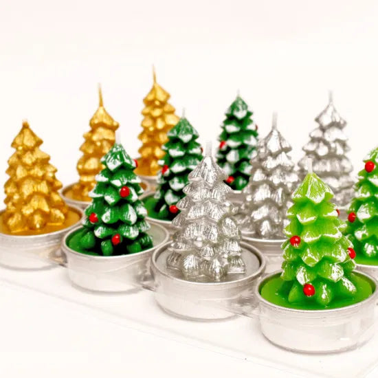 Set 12 lumanari decorative cu tematica de Craciun, de tip pastila