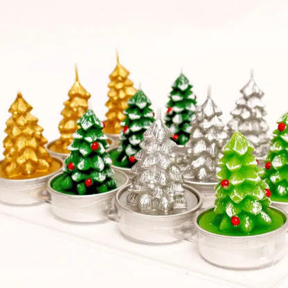 Set 12 lumanari decorative cu tematica de Craciun, de tip pastila