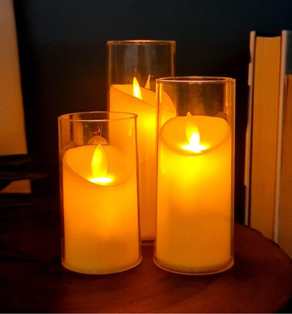 Set 3 Lumanari  elegante de tip Led cu 3 dimensiuni Efect de flacara reala