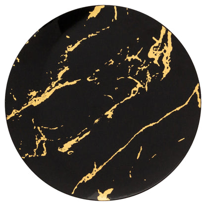 Set 25 de farfurii Negre cu aspect de marmura din plastic, reutilizabile - elegante 26cm