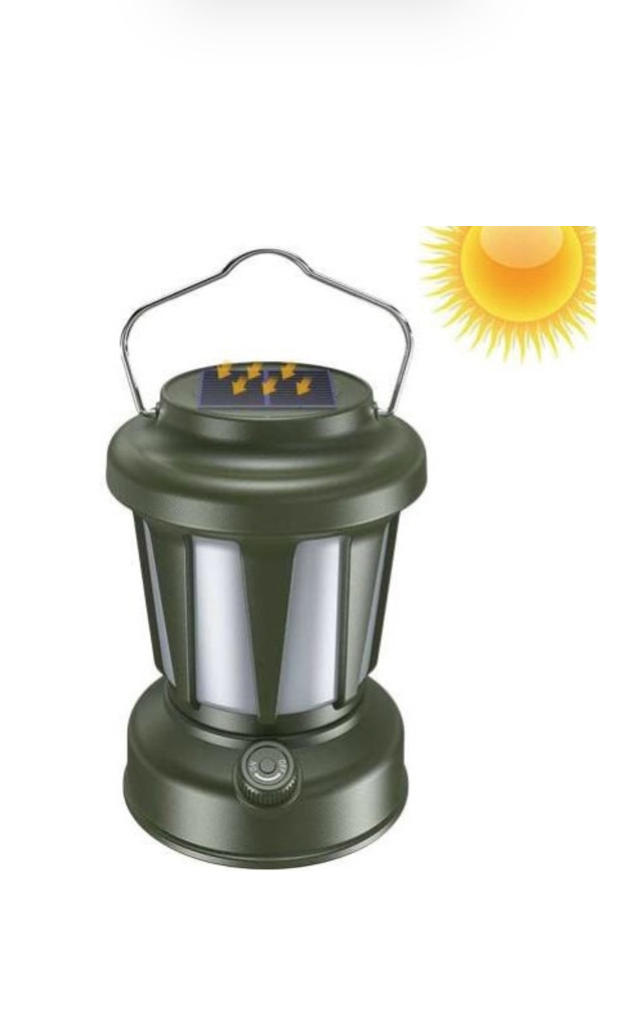Lampa solara de camping,LED, in forma de felinar, reincarcabila, cu maner