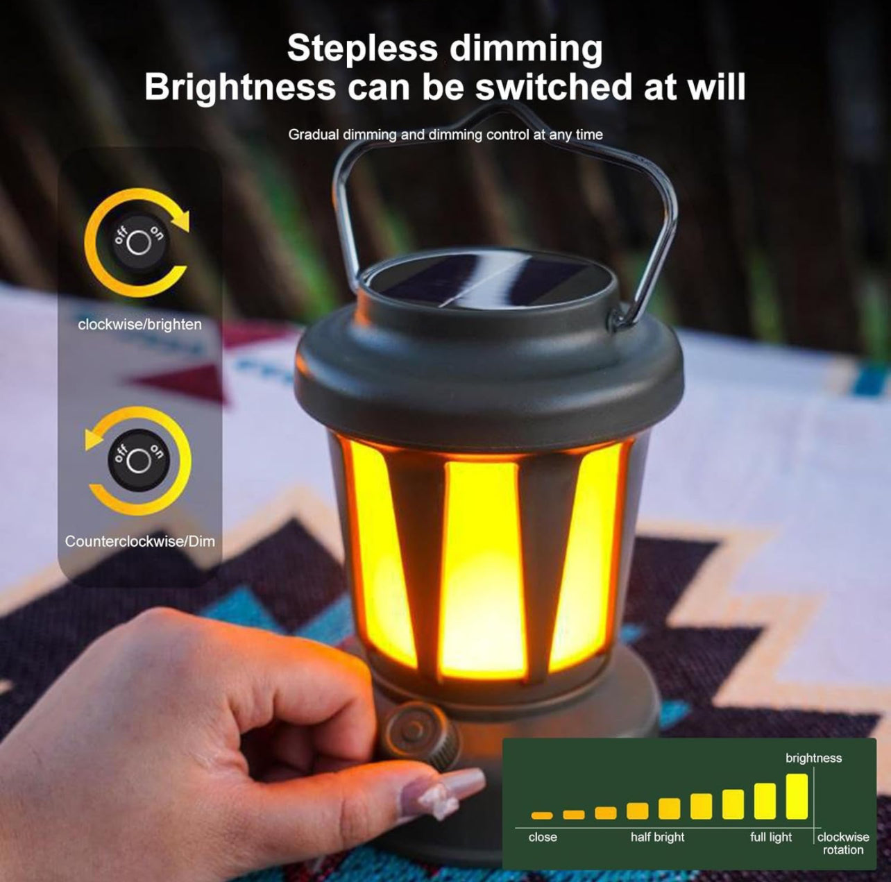 Lampa solara de camping,LED, in forma de felinar, reincarcabila, cu maner
