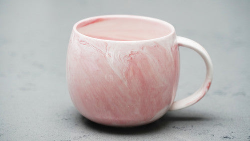 Cana Ceramica pentru Ceai - Cafea - cu efect de marmura Roz