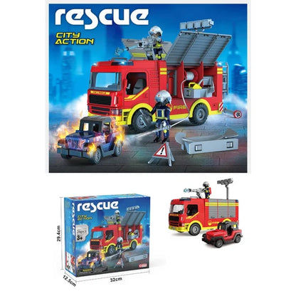 Set Jucărie Educativă pentru Copii Camion Electric de Salvare a Incendiilor cu Lumină și Sunet