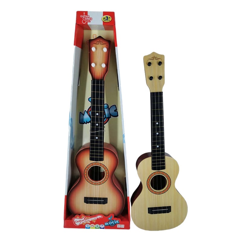 Chitara ukulele pentru copii cu corzi de plastic, reglabil, pana inclusa, crem 56*18.5*5 cm