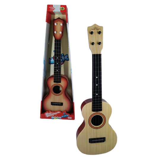Chitara ukulele pentru copii cu corzi de plastic, reglabil, pana inclusa, crem 56*18.5*5 cm
