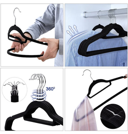 Set 10 umerase din catifea negre 44cm