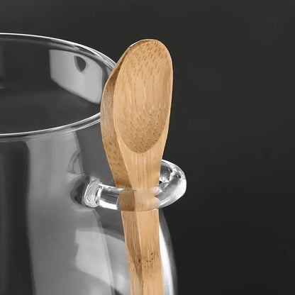 Borcan de sticla cu capac si lingurita din bambus 1000ml