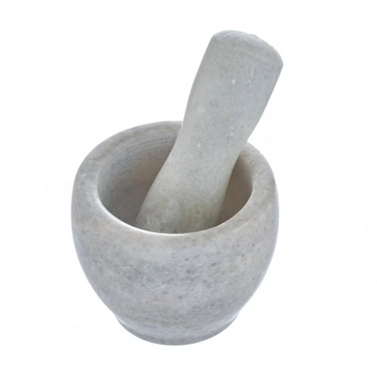 Mojar din piatră naturală cu pistil 13x13 cm – rezistent, ideal pentru condimente și ierburi