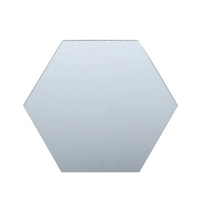 Set 12 oglinzi plexiglas autoadezive decorative forma hexagon, diametru 15 x 13 cm